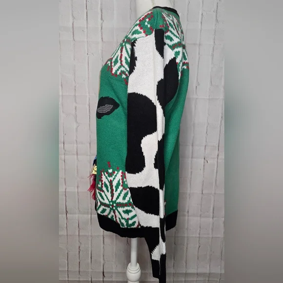 Christmas Sweater with a Festive Cow with a Bell - Picture 4 of 6